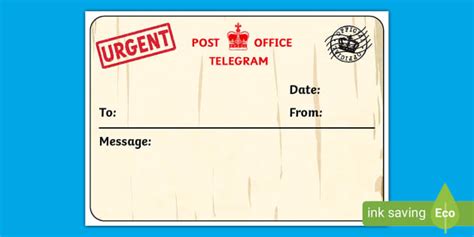 Old Fashioned Telegram Template (Teacher-Made) - Twinkl