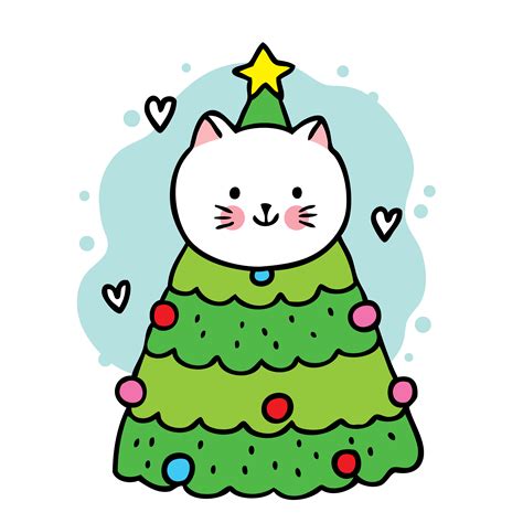 Cute cartoon cat in a Christmas tree 1395245 Vector Art at Vecteezy