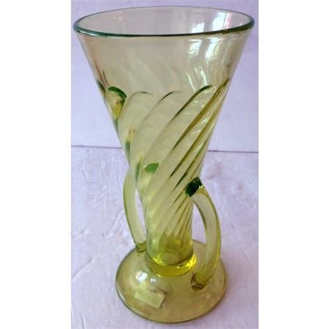 Yellow Depression Glass Vase | Chairish