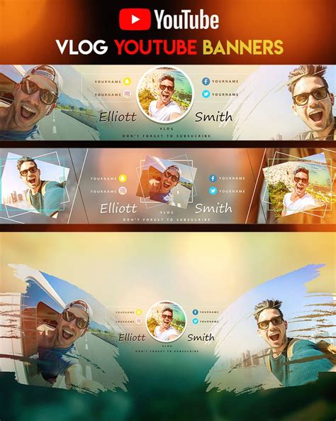 4 Creative Youtube Vlog Banners | Youtube banner design, Youtube banner ...