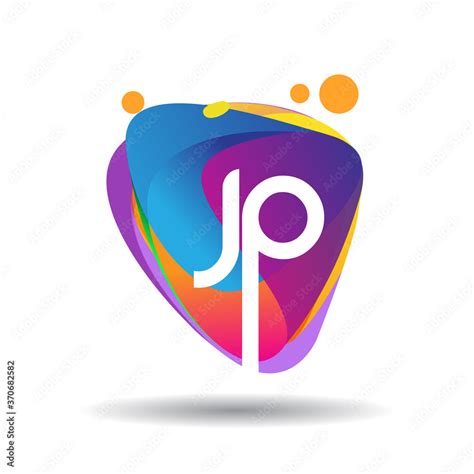 Letter JP logo with colorful splash background, letter combination logo ...