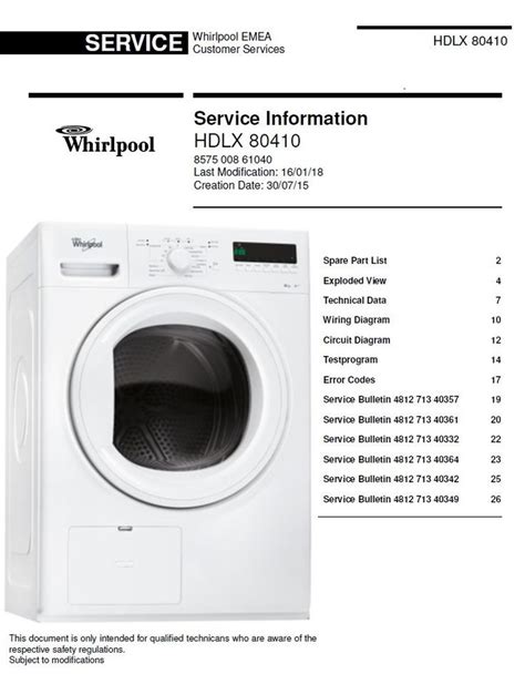 Whirlpool Estate Dryer Manual