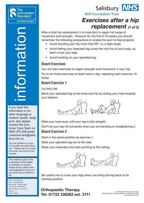 Hip Replacement - Exercises - ICID - Salisbury NHS Foundation Trust