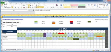 Work Schedule Spreadsheet Excel within Free Employee And Shift Schedule ...