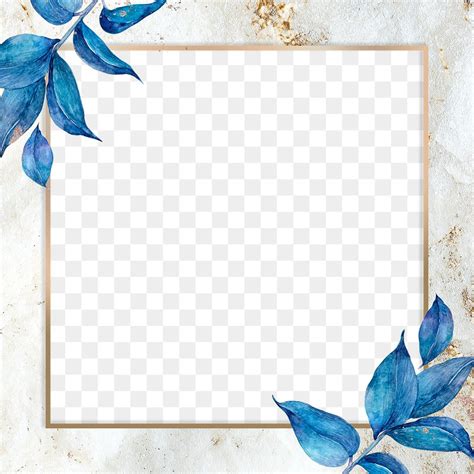 Blue flower and gold frame | Premium PNG - rawpixel