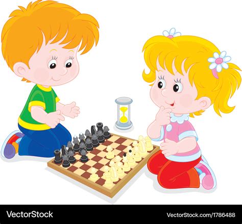 Children play chess Royalty Free Vector Image - VectorStock