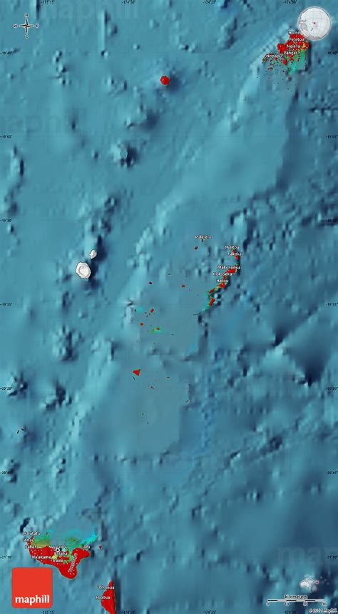 Flag Map of Tonga, satellite outside