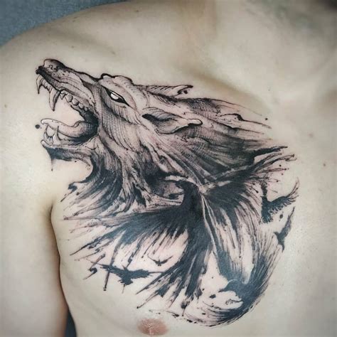 Snarling Wolf Tattoo