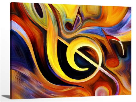 Music Notes Abstract Oil Painting Modern Artwork Framed Canvas - Etsy