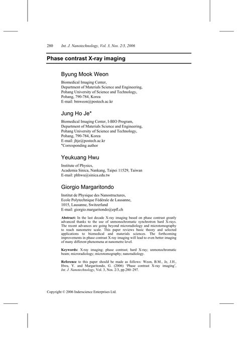 (PDF) Phase contrast X-ray imaging