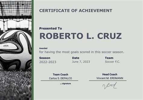 Soccer Certificate - PDF Templates | Jotform