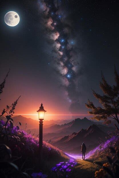 Premium AI Image | There is a person back under the colorful cosmic ...