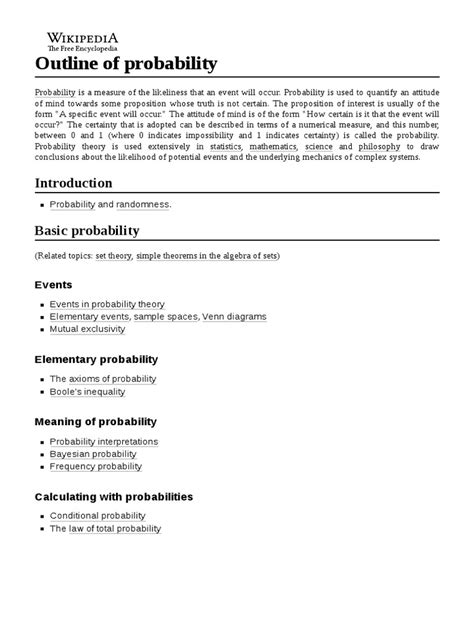 Outline of Probability | PDF | Stochastic Process | Probability