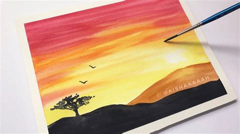 Sunset Watercolor Drawing Scenery Easy / Your project is to create your ...