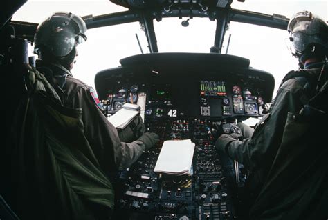 An interior view of the cockpit of SH-60B Sea Hawk helicopter during ...