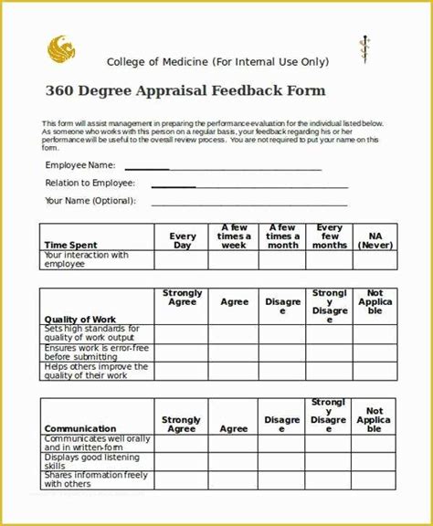 360 Degree Performance Appraisal Template Free Of Sample 360 Degree ...