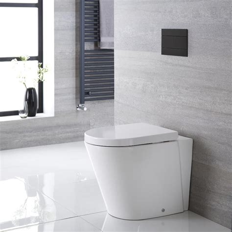 Milano Rivington - White Modern Round Back to Wall Toilet with Soft ...