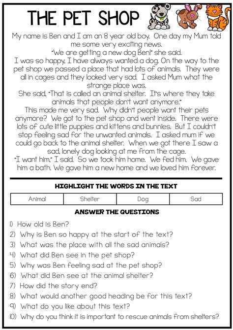 This reading comprehension passage is designed to help children to ...