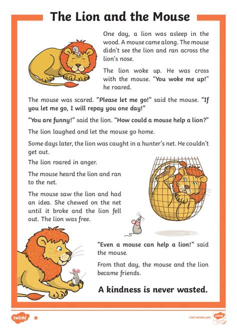 The Lion and The Mouse English Comprehension Year 3 | Lion and the ...