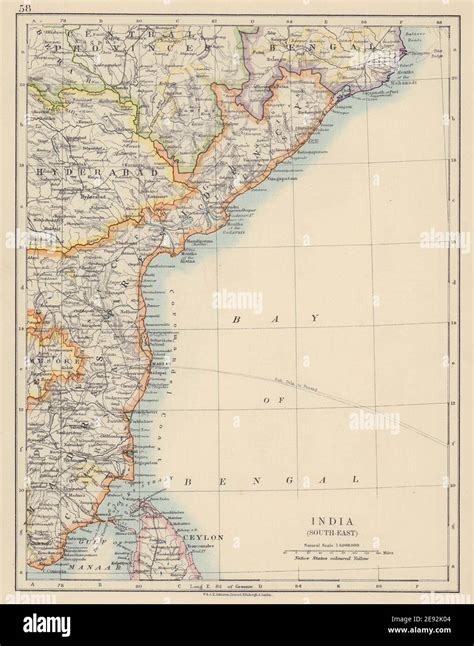 BRITISH INDIA SE. Madras Hyderabad. Coromandel Coast. JOHNSTON 1910 old ...