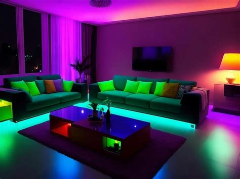 Premium AI Image | Detailed gamer room with neon lights