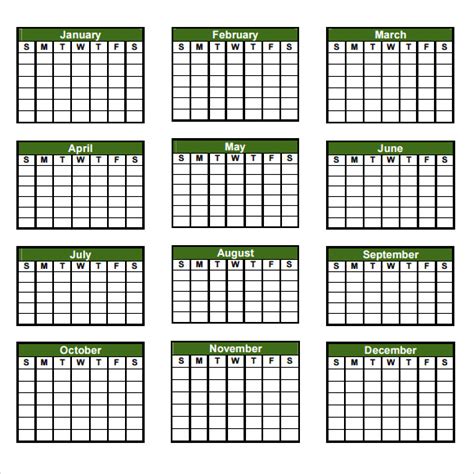 FREE 12+ Sample Yearly Calendar Templates in Google Docs | MS Word ...