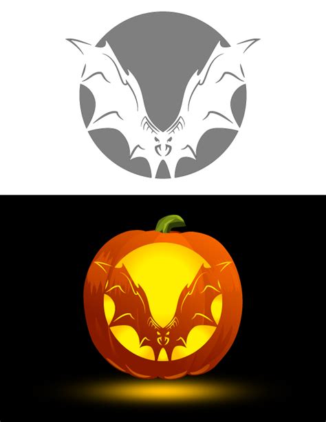 Printable Scary Bat Pumpkin Stencil