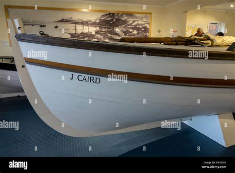 Replica of the James Caird in the Grytviken museum at Grytviken, South ...