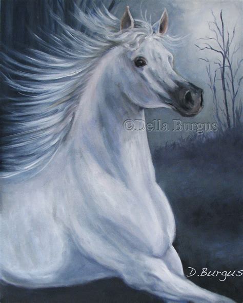 Art Helping Animals: White Knight Horse Painting by Della Burgus