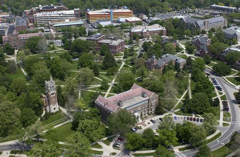 Aerial view of Michigan State University in East Lansing, Michigan with ...