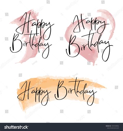 Happy Birthday Text On Watercolor Brush Stock Vector (Royalty Free ...