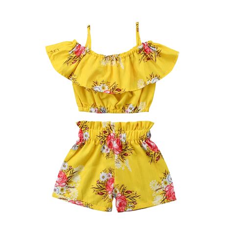 Toddler Baby Kid Girl Floral Outfits Little Girls Strap Vest Tops ...