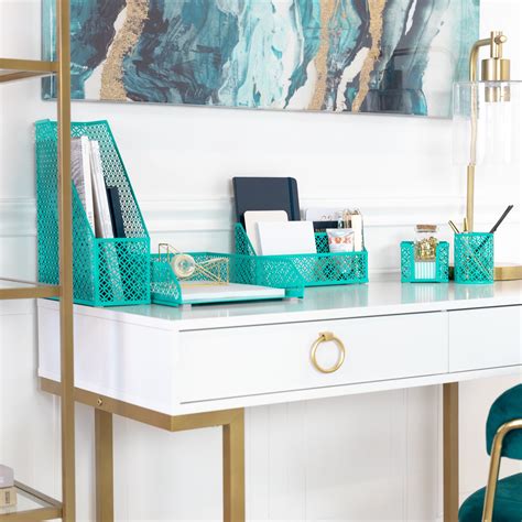 Blu Monaco Riviera 6 Piece Dark Teal Desk Organizer Set - Walmart.com