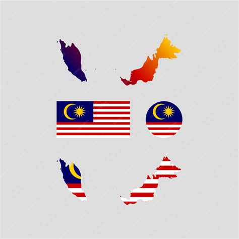 Premium Vector | Malaysia national map and flag vectors set