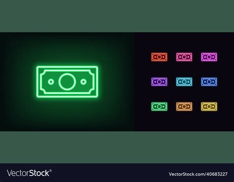 Outline neon banknote icon glowing neon cash sign Vector Image