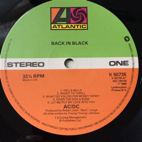 AC/DC - Back In Black (1980, Vinyl) | Discogs