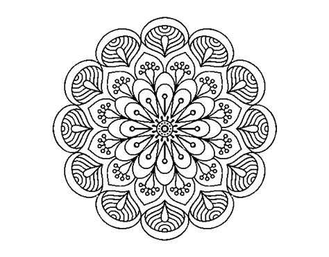 Dibujo de Mandala flor y hojas para Colorear - Dibujos.net