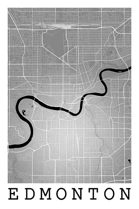 Edmonton Street Map - Edmonton Canada Road Map Art on Colored Ba #1 ...