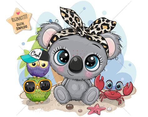 Cute Koala PNG Digital Download Clipart Adorable Graphics | Etsy