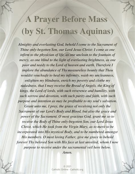 A Prayer Before Mass by St. Thomas Aquinas (FREE PDF) | Catholic Online ...