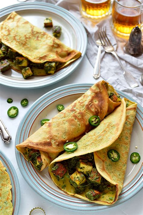 Savoury Pancakes With Spinach And Paneer Filling