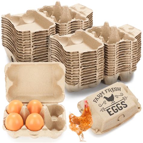 100 Pack Egg Cartons Bulk 6 Count, Empty Paper Pulp Egg Cartons Half ...