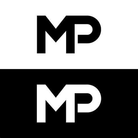 Premium Vector | Black and white monogram m and p logo