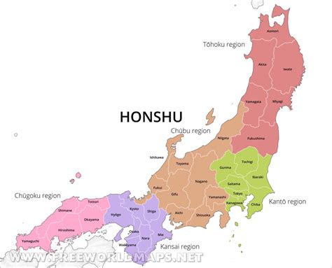 Map Of Honshu Island Japan - Cities And Towns Map