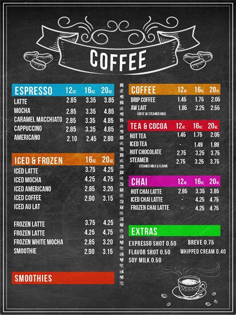 Coffee Shop Menu Board Template