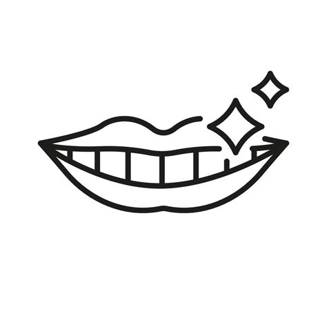 Shiny Human Smile Line Icon. Healthy Sparkle Mouth with Teeth Linear ...