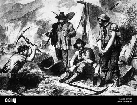 The Gold Rush, gold miners in California, 1849 Stock Photo - Alamy