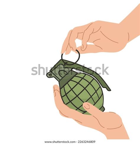 Hands Holding Grenade Flat Vector Illustration Stock Vector (Royalty ...