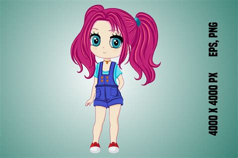 Chibi Girl with Red Hair Graphic by YuliDor · Creative Fabrica