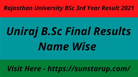 Rajasthan University BSc 3rd Year Result 2021: Uniraj B.Sc Final ...